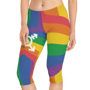 She Glows with Pride Women's Capri Leggings, LGBTQ+  Pants,